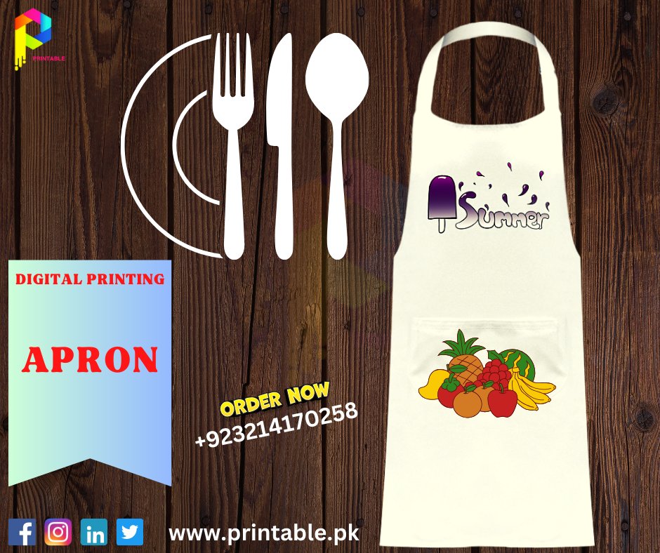 👩‍🍳👨‍🍳 Cook in Style with Our Custom Printed Aprons!
Printablepk is excited to bring you custom printed aprons for your kitchen adventures. 🍳🎨
Contact us Wʜᴀᴛsᴀᴘᴘ/Cᴀʟʟ- +92 321 4170258 
#CustomPrintedAprons #CookInStyle #PersonalizedKitchenGear #Printablepk