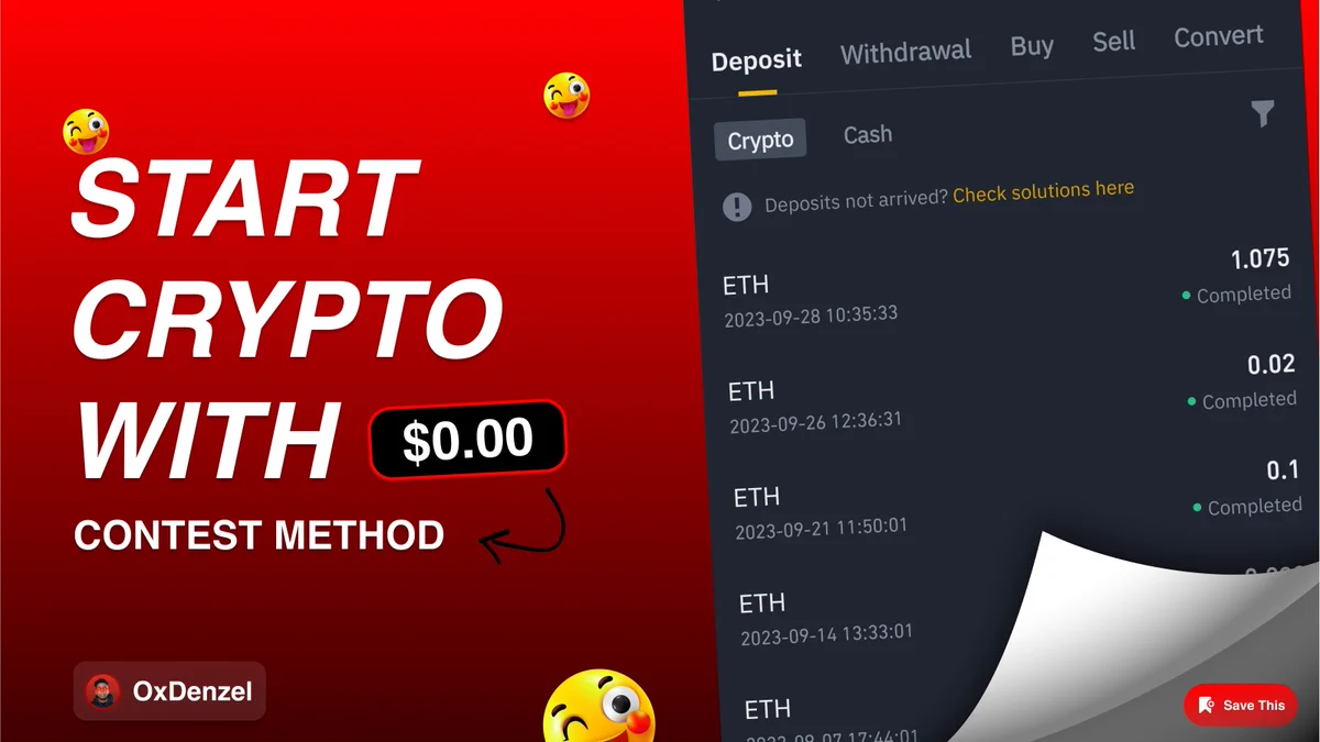 A banner about starting crypto with $0.00 and building your portfolio