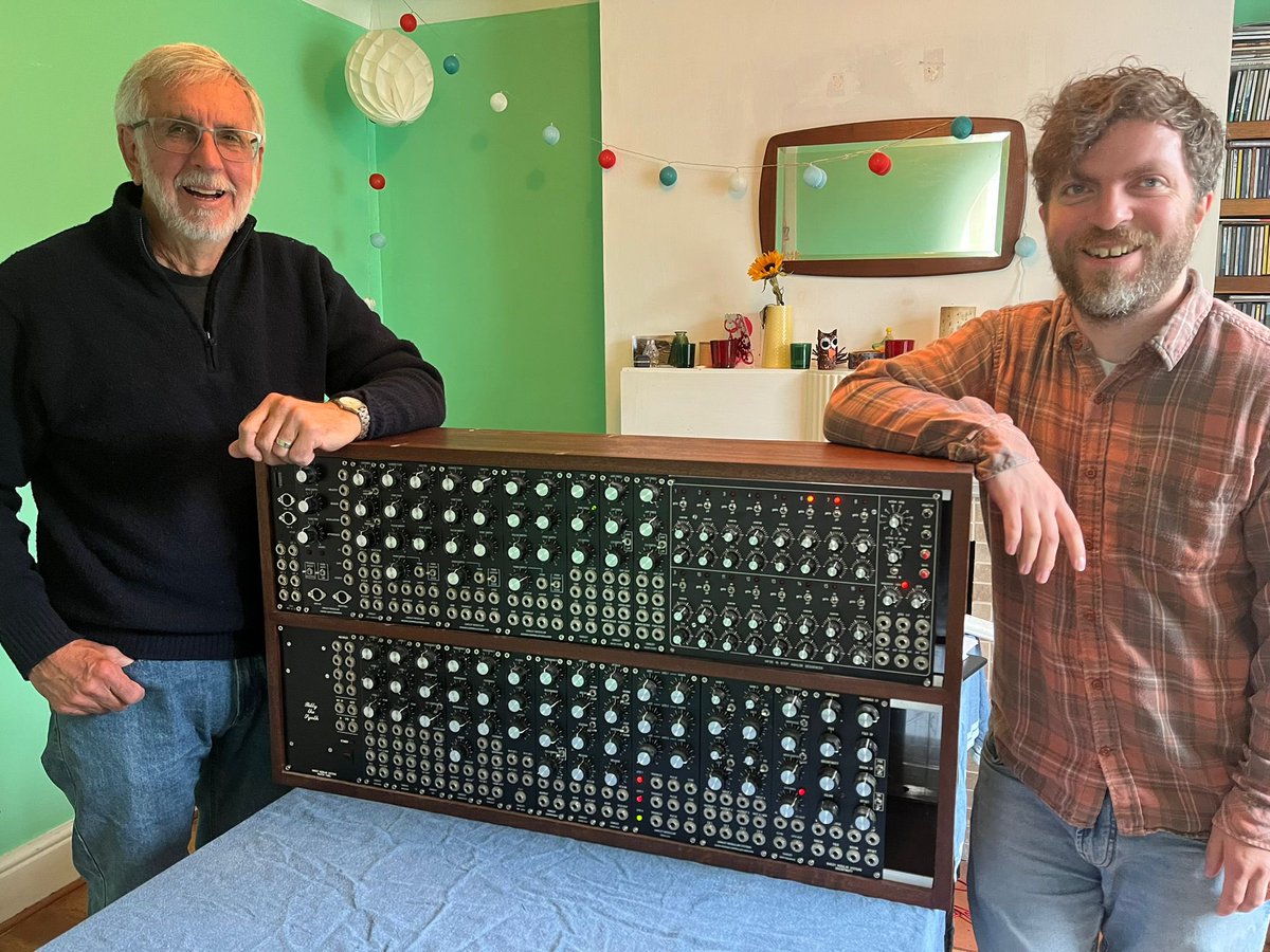 Today, we received an amazing (and rather big) donation! This modular synth was built by John Ibbotson (left) several years ago, and having heard about the Cornwall Youth Noise Orchestra through our feature in The Guardian, he decided to very kindly donate it.