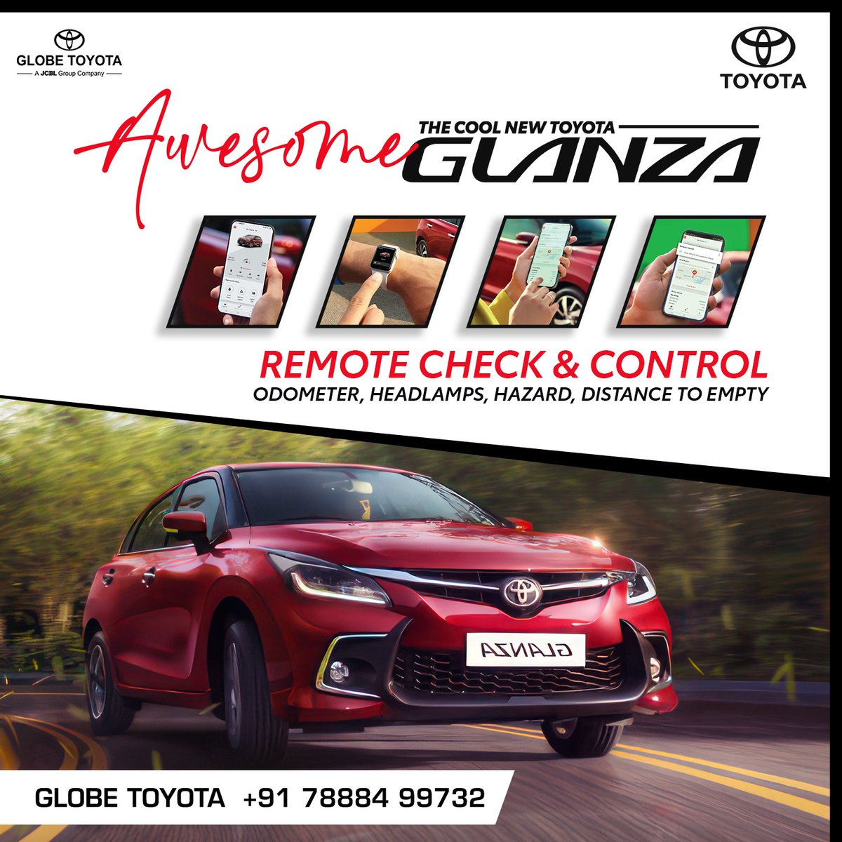 Globe_Toyota's tweet image. Experience unmatched style and performance with the Toyota Glanza! Elevate your driving game and hit the road in style. Let&apos;s redefine excellence together!

Call Globe Toyota 7888499732
Terms &amp;amp; conditions apply.

#ToyotaGlanza #DrivingInStyle #EcoFriendlyDrive #RideInComfort…