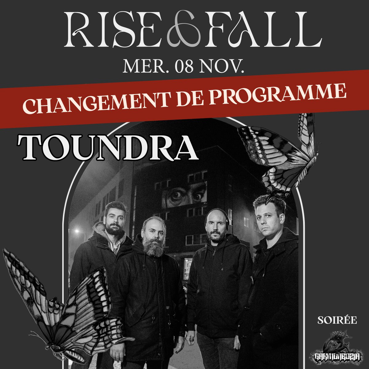 Nous sommes dans le regret de vous annoncer l'annulation de la tournée 2023 de Toundra.
Nos équipes travaillent actuellement d'arrache-pied pour essayer de trouver un groupe remplaçant.
Nous vous informerons très rapidement de l'évolution de la prog.
Merci de votre compréhension.