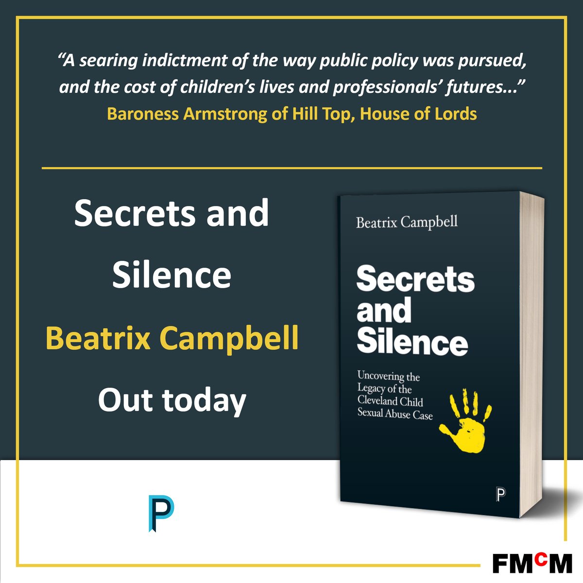 Congratulations to @BeatrixCampbell on publication day for #SecretsAndSilence.

“A searing indictment of the way public policy was pursued” - Baroness Armstrong of Hill Top, House of Lords

Published by @PolicyPress. Buy your copy here: policy.bristoluniversitypress.co.uk/secrets-and-si…