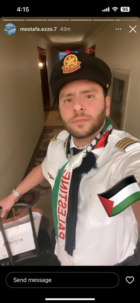 elikowaz's tweet photo. Hi @AirCanada, your pilot Mostafa Ezzo, in uniform, is glorifying the mass murder of women and children and calling for the "cleansing" of Jews. How does he still have his job? Here's his LinkedIn, in case you have trouble tracking him down. https://t.co/2Z1q2xPiAc @JustinTrudeau @CIJAinfo