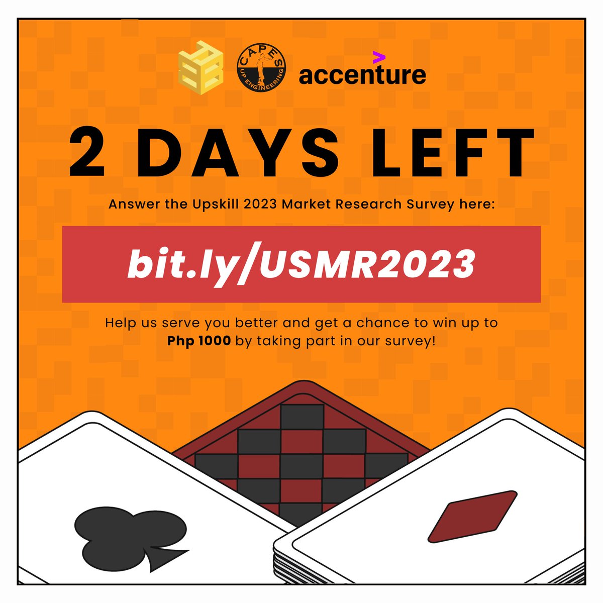 UPCAPES's tweet image. ⏰ Only 2 days left to share your valuable insights! ⏰

Help shape the future of your career by participating and have a chance to win up to Php 1000! 

Share your thoughts with us now: bit.ly/USMR2023

Let&apos;s make Upskill 2023 better together! 🌟
#Upskill2023
#UPCAPES