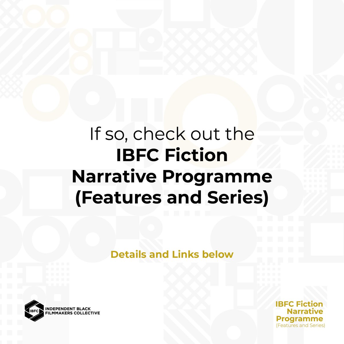 The IBFC Fiction Narrative Programme is searching for you.
Do you have a great Feature or Series to develop? Are you a Tier 2 Black Filmmaker?

Don’t delay. Click link for details ibfc.org.za/fiction-develo… 

Application form - bit.ly/48oektL Open from 9-23 October 2023