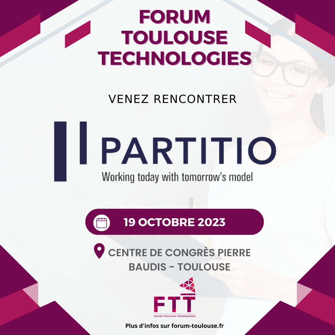 🌟 En quête de stages, d'alternances ou d'emplois passionnants? 🚀

🗓️ Inscrivez-vous dès maintenant au Forum Toulouse Technologies et boostez vos chances avec Partitio et 60 autres entreprises. 🔥

📍Rejoignez-nous ici 👉 bit.ly/ftt23 💼✨
