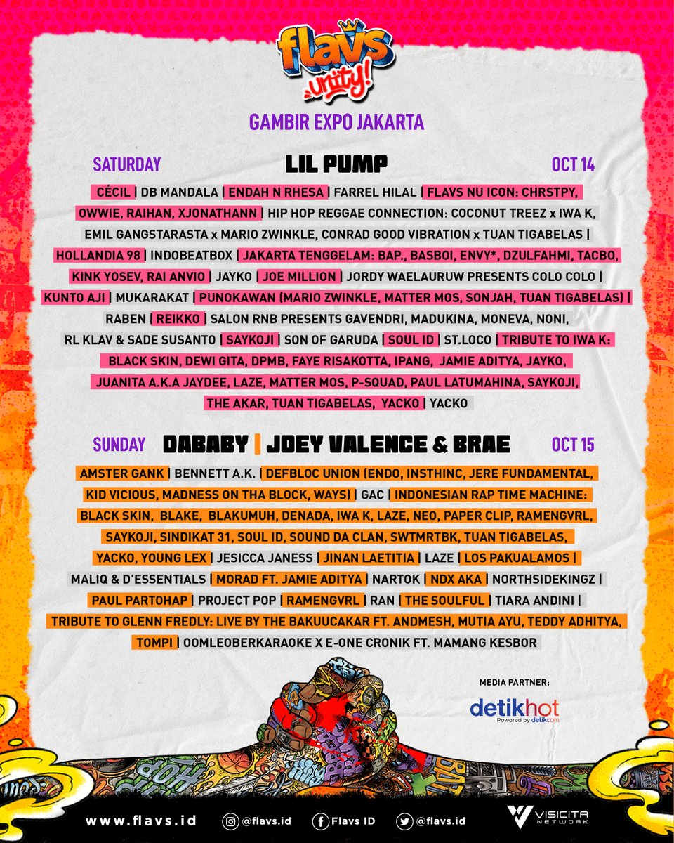 detikhot's tweet photo. #FLAVS Unity segera hadir! Catat tempat & tanggalnya; 14-15 Oktober 2023 di Gambir Expo Kemayoran! Yuk, kita seru-seruan bareng para musisi hip-hop, soul dan r&b nasional & mancanegara! Sampai jumpa di #FLAVSUnity! https://t.co/yClAiniPIs