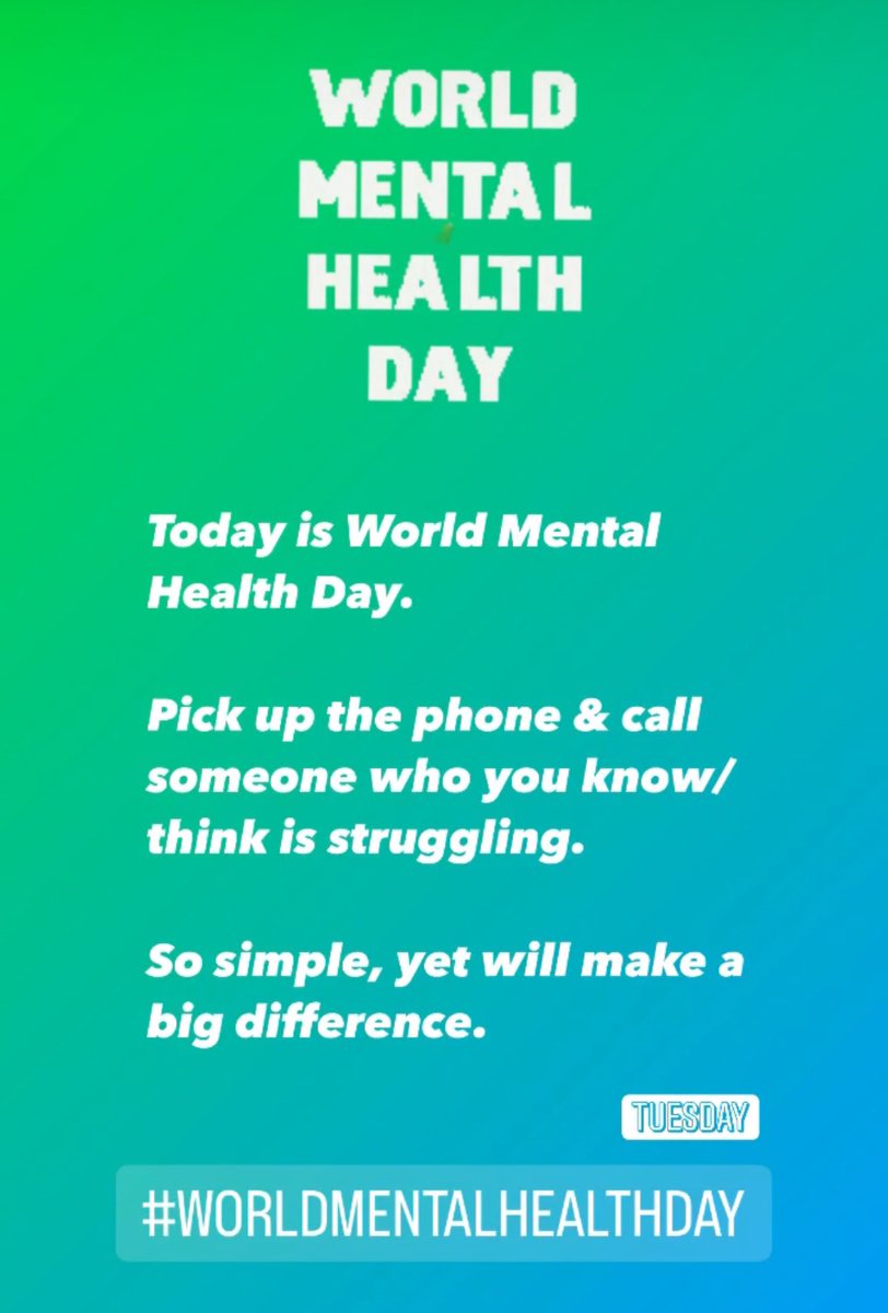 I notice so many people in creative with un/diagnosed mental health issues who are visibly struggling.

All great people coming up with some wild projects/innovative work + products.

This ticking time bomb needs to be addressed, debated &amp; then help given.

#WorldMentalHealthDay