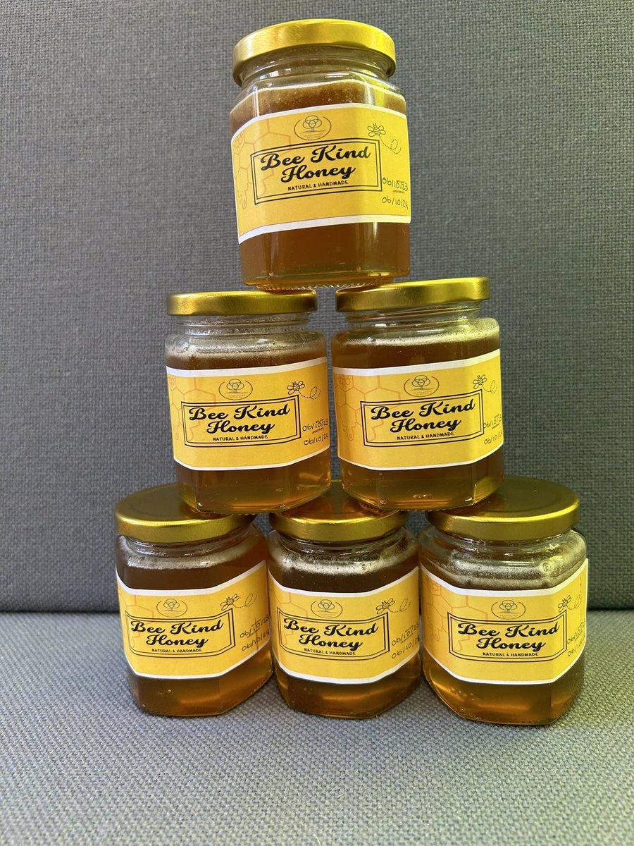We are ‘buzzing’ that our first batch of Honey is ready. A massive well done to Jamie and Dave for all of their hard work. #bees #honey #beekind #actionforchildren #learningoutdoors