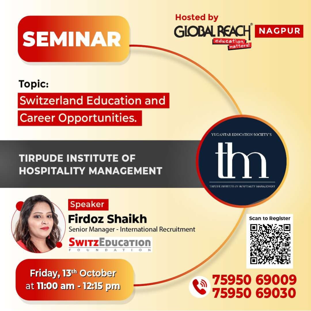 SwitzEducation's tweet photo. 🌟 Join us for an enlightening Seminar on Switzerland Education &amp; Career Opportunities! 🇨🇭✨ @ Tirpude Institute of Hotel Management, Nagpur. 🎓🌍 #SwitzerlandEducation #studyinswitzerland #hospitalitymanagement #culinaryarts #switzeducation #TuliCollege #NagpurSeminar"
.
.
. https://t.co/U3AeEWrLW1
