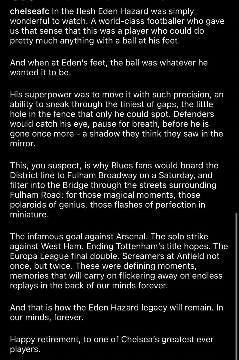 CFCPys's tweet image. Chelsea have posted this about Eden Hazard on Instagram 💙