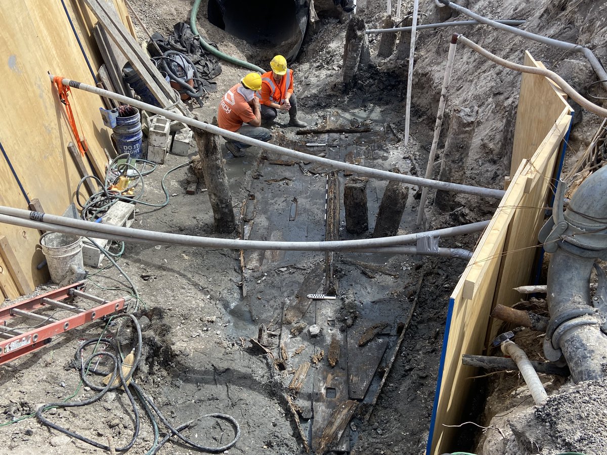 MyFDOT_NEFL's tweet photo. Progress is being made! Here are a few more photographs of what SEARCH archaeologists are excavating in St. Augustine. This was discovered late last week while crews were working at the King Street and State Road AIA drainage improvement project. Very cool! https://t.co/j7dmRYqsCp