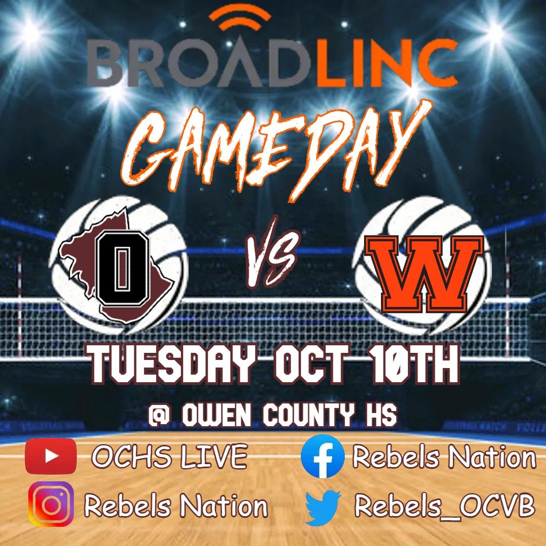 Rebels_Nation's tweet image. 🏐 @getbroadlinc REBELS GAMEDAY 🏐 
@Rebels_OCVB vs @Wtownsports 
📍 @OwenSchools 
🎥 OCHS Live on Youtube 
#WEareOC #RepTheO #OCVB