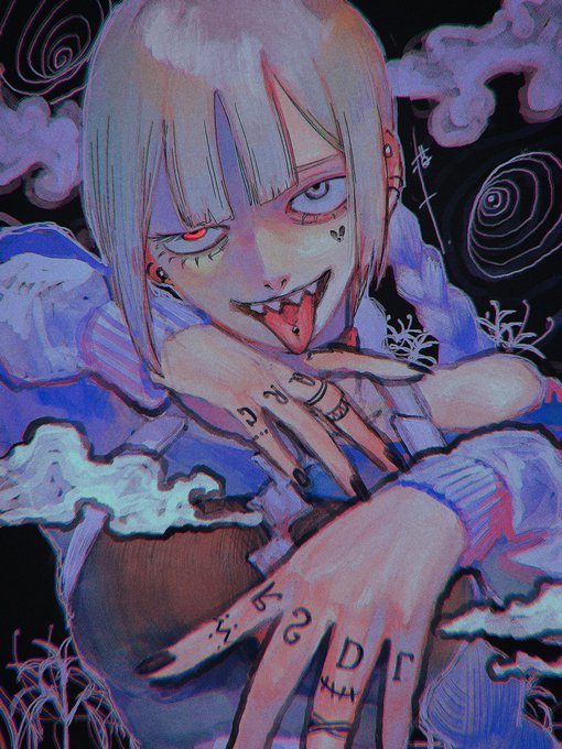 「red eyes tongue piercing」 illustration images(Latest)