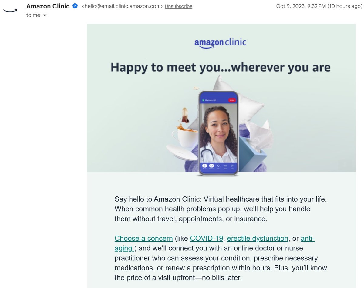 Wow - Now I can trust my healthcare to Amazon!  
I wonder if I get 10% off for being a prime member?
#healthcare #nothankyou