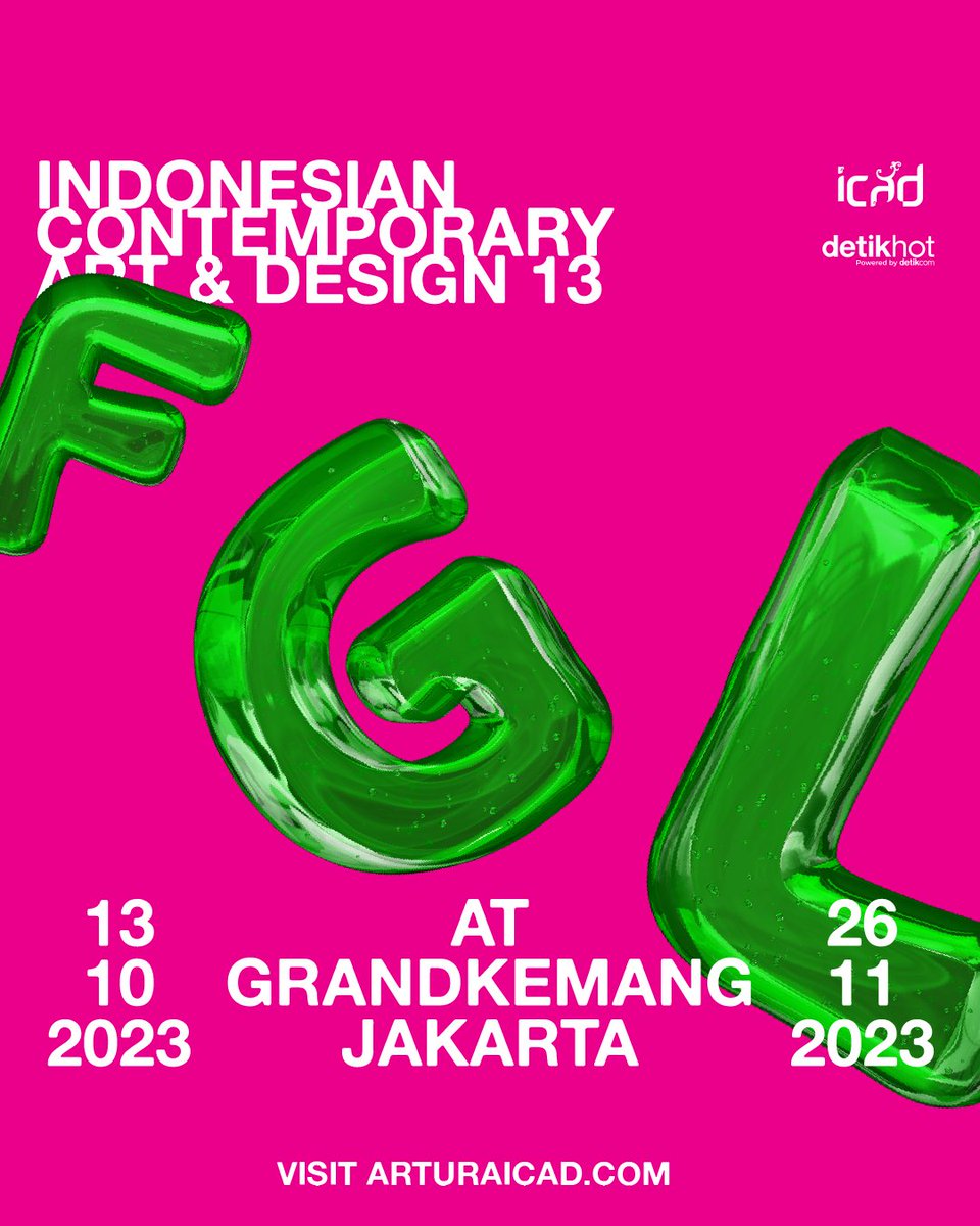 OMG! Indonesian Contemporary Art &amp; Design @icadartura kembali hadir untuk ke-13 kalinya dengan tema Feel-Good Lab atau “FGL”.

ICAD 13
FEEL-GOOD LAB
13 Oktober - 26 November 2023
di grandkemang Jakarta