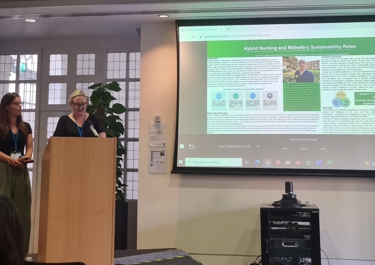 Great presentation from @imogenstringer @josiejojo84 presenting #hybridroles featuring me! There are many benefits for #nurses and #midwives to have allocated time to improve patient care while lowering the impact on our planet #sustainability #greenerNHS #noplanetb #greenerNHS