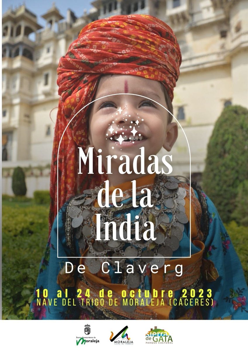 “MIRADAS DE LA INDIA” de <a href="/claverg/">Photography</a> 
Se inaugura hoy, 10 de octubre, a las 19.00 h en Moraleja (CC) y se podrá visitar hasta el  24. Está organizada por el Ayto. Moraleja y la recaudación obtenida por la compra de fotos se donará a <a href="/paz_mensajeros/">Mensajeros de la Paz</a> 
Más info: instagram.com/reel/CyJGjdnqK…