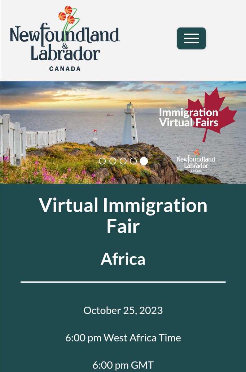 Cherrychristie2's tweet image. Newfoundland &amp;amp; Labrador, Canada 🇨🇦 is holding a virtual job recruitment &amp;amp; immigration fair for AFRICANS who are interested in moving to &amp;amp; living in the province

The fair for African countries is on Oct 25, 2023 at 6PM WAT

sign up and set notification …foundlandandlabradorcanada2.vfairs.ca/en…
