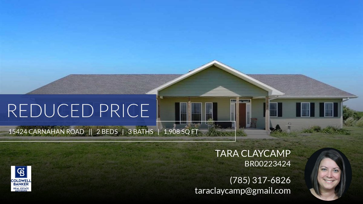 TaraClaycamp's tweet photo. 📍 Reduced Price 📍 This recently reduced home at 15424 Carnahan Road in Olsburg won't last long, so, don't wait to set up a showing! Reach out here or at (785) 317-6826 for more information!

Tara Claycamp, Broker https://t.co/QjQEIxjMgM https://t.co/9fyh5CG6Fp