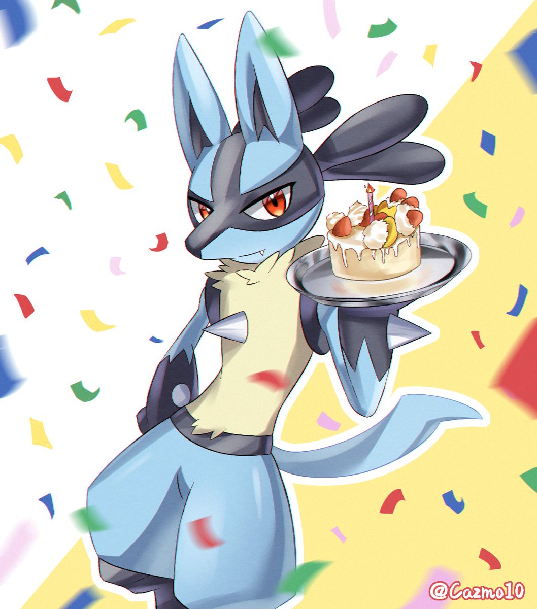 Thank u for your birthday cake. #ポケモンイラスト #ルカリオ #Lucario