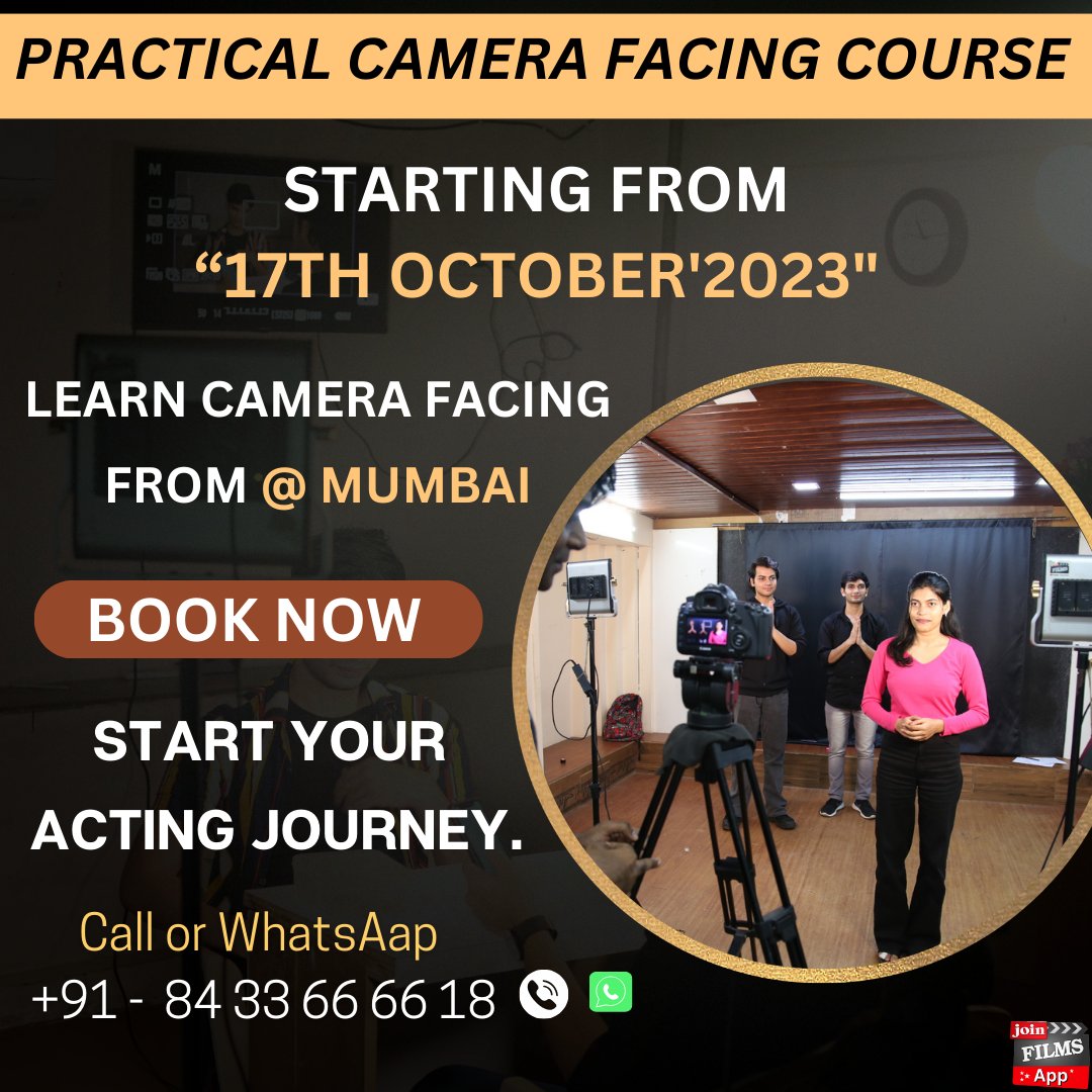joinfilms's tweet image. 🌟 Mark your calendars for 17/10/2023! Our practical camera facing course is your ticket to a world of confidence and on-camera mastery! 🎥🤩

For further information contact on : 8433666618
Download Join film App : bit.ly/3FaraN5😊

#JoinFilms
#VirendraRathore