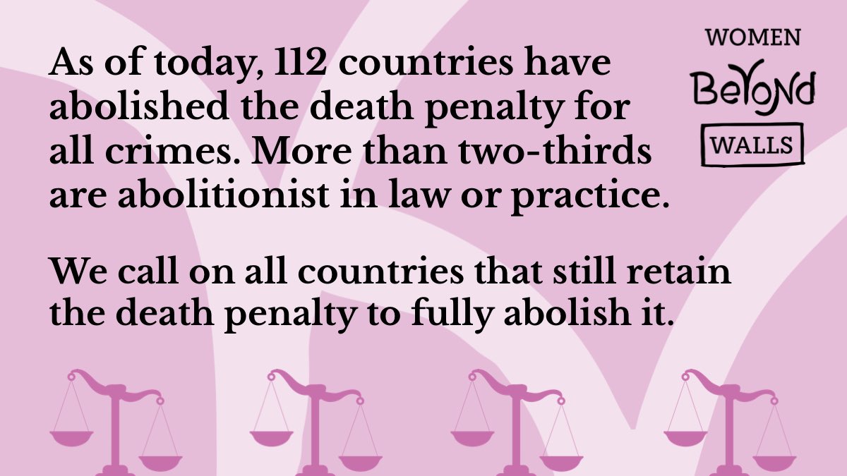 Today on #WorldDayAgainstTheDeathPenalty we stand in solidarity with all who call for universal abolition of the #DeathPenalty.

The death penalty is a cruel, degrading and irrevocable punishment that should be resigned to the annals of history.

#NoDeathPenalty #WomenOnDeathRow
