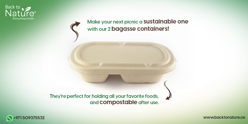 WeGoBack2Nature's tweet image. 🌱 Pack your favorite picnic treats in our guilt-free bagasse containers! 💚 They're not just good for your snacks; they're great for Mother Earth too. 🌎 Make the switch today!

Check out our website for more information:
🌐 : backtonature.ae

 #compostable #btn