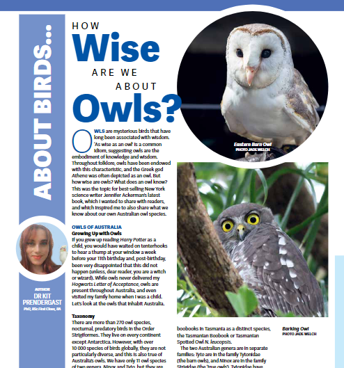 My latest article for Australian Birdkeeper magazine #hotoffthepress! 
#birds #owls #sciencewriter