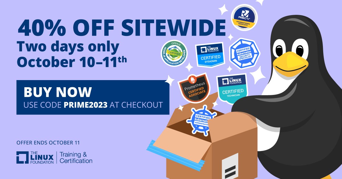 jayendra_patil's tweet photo. #ccnf #linuxfoundation
Shop Certifications, Bootcamps, SkillCreds, or Courses by Technology Today!
Use code PRIME2023 to get your 40% discount at checkout @ https://t.co/bi9497oenH https://t.co/DxsmCNG55r