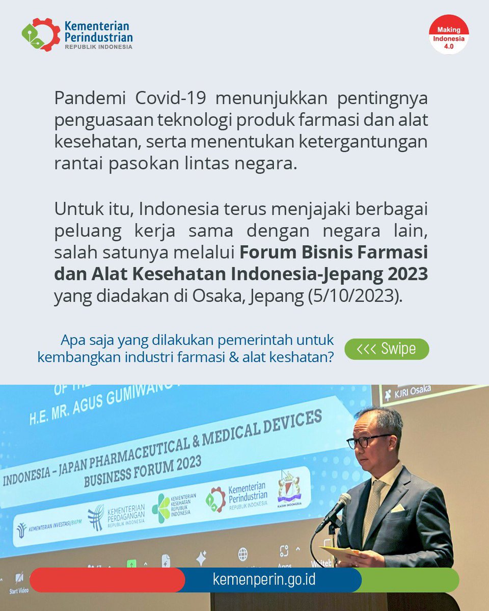 Kemenperin_RI's tweet photo. Sobat, industri farmasi & alat kesehatan termasuk dlm industri prioritas yg pengembangannya diarahkan agar lebih berdaya saing global.
Menperin @agusgumiwangK menyebutkan pertumbuhan industri alat kesehatan di Indonesia semakin berkembang pesat.
#infoperin #jagaindustri #alkes https://t.co/ckbwbNUnhv