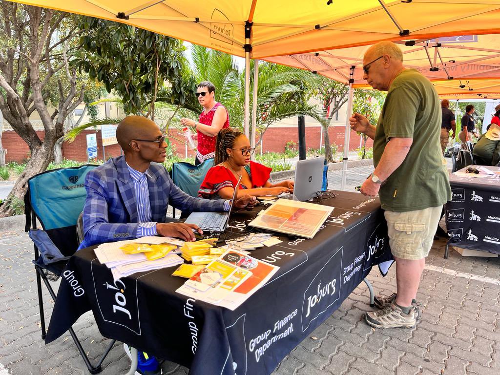 JoburgFinance's tweet photo. We are again in Region C visiting All Saint’s Shopping centre to @CityofJoburgZA services. We are assisting residents to register for pensioner rebates and e-Joburg portal. ^KS
#JoburgServices #PensionerRebates #RegistrationDrive #JoburgCares https://t.co/hrPSI6Lw2M