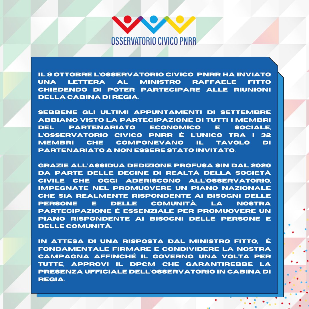 Osservatorio Civico PNRR (@oss_pnrr) on Twitter photo Attivati e firma la petizione lanciata da <a href="/thegoodlobbyit/">The Good Lobby Italia</a> : thegoodlobby.it/campagne/pnrr-… Attivati e firma la petizione lanciata da <a href="/thegoodlobbyit/">The Good Lobby Italia</a> : thegoodlobby.it/campagne/pnrr-…