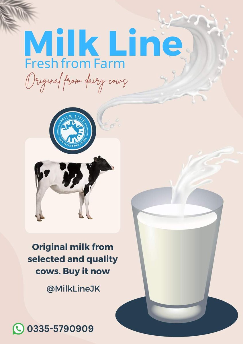 milklinejk's tweet photo. Milk line - Fresh from Farm to your Door Step
100% Natural Cow Milk (feel free to test in any laboratory, anytime)
Order Now: 📞 0335 5790909
🏠 at Usmanz Autoplex, Street 12, E-11/4, #Islamabad.
#dairyfarm #cowmilk #puremilk #cow #farmfresh #purecowmilk #milkinislamabad #milk https://t.co/rUOmhDIO6E