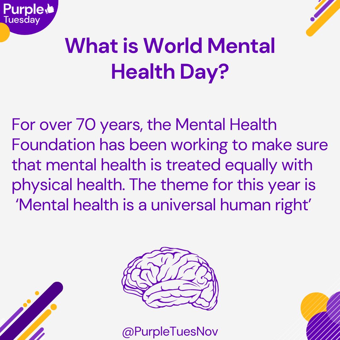 PurpleTuesNov's tweet image. Did you know that today is World mental Health Day? 💜

Maybe not, and this is why we decided to post some key facts and information about this day and why it's important.