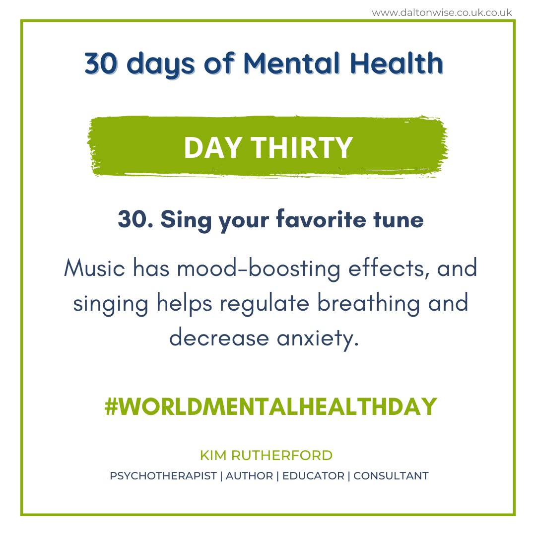 World Mental Health Day 2023!
I have shared daily tools and tips leading to today: Here is Day Thirty
REMEMBER: CAMPAIGNS ARE GREAT BUT ONLY IF YOU ACTUALLY ALIGN TO THEM EVERYDAY

#mentalhealth #mentalhealthawareness #mentalwellbeing #mindful #worldmentalhealthday