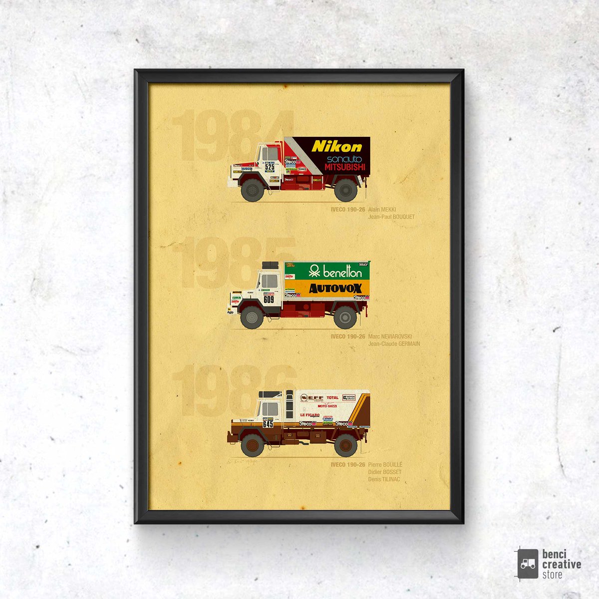 StefanBenci's tweet photo. IVECO Paris-Dakar 1984-1986
Poster with IVECO support trucks that started at the Paris-Dakar Rally in 80s.
Download here: https://t.co/kJZ2tzTsKm
#dakar #dakarrally #dakar84 #dakarclassic #classicdakar #IVECO #IvecoTruck #Nikon #Sonauto #Mitsubishi #RalliArt #BenciCreativeStore https://t.co/7qdke7cCru
