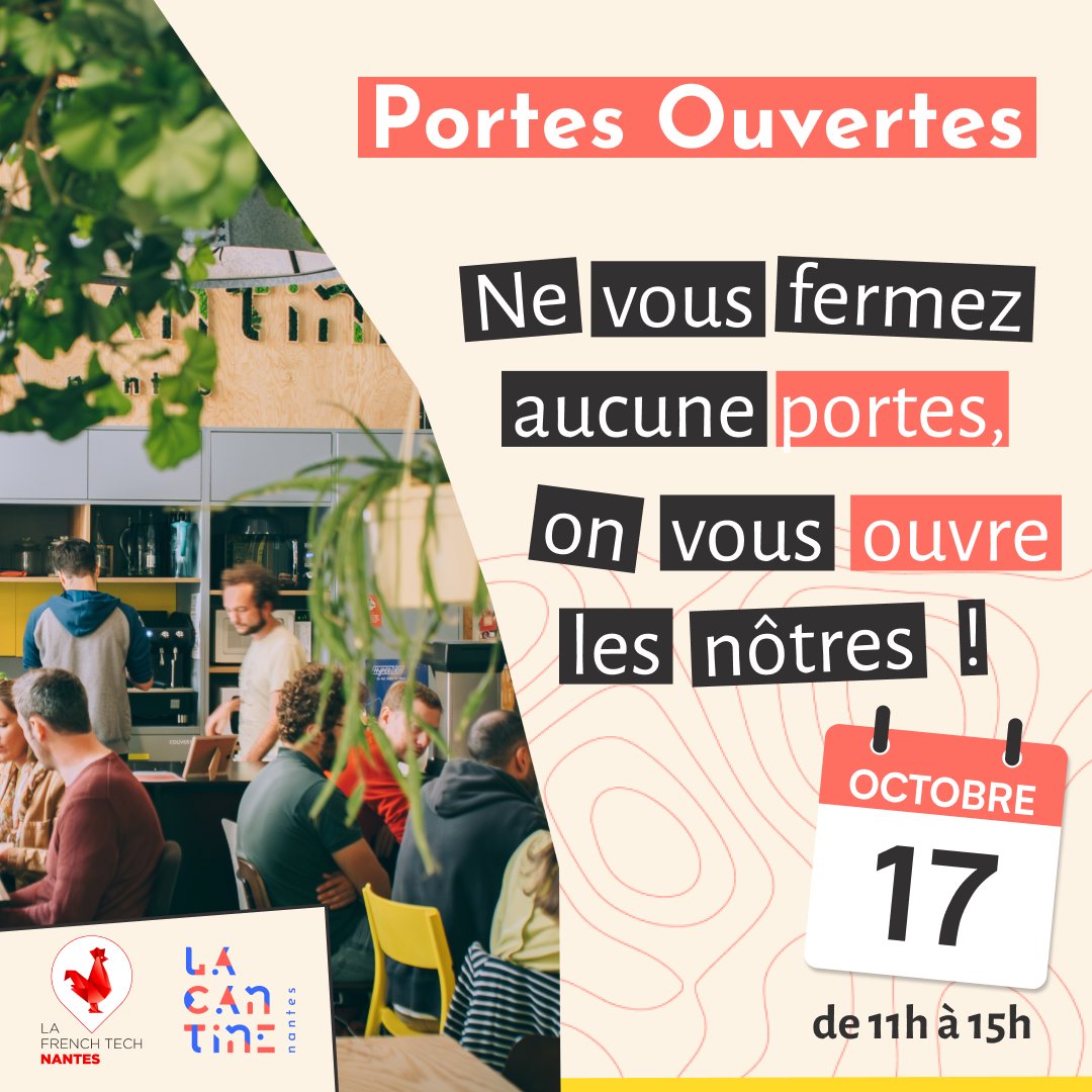 À la recherche d'un bureau ? Ou d'un lieu où vous pouvez travailler de temps en temps ? ⚡️

Bonne nouvelle, le 17 octobre, La Cantine vous ouvre ses portes ! L’occasion de découvrir le lieu, l’association et les différents services ! 👀

Entrée libre, sans inscription !