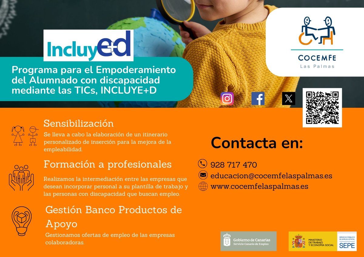 Damos comienzo al Programa, INCLUYE+D.

Continuamos con nuestras actividades de sensibilización y formación, dirigidas a promover una educación inclusiva y la inclusión de las personas con discapacidad en la sociedad.