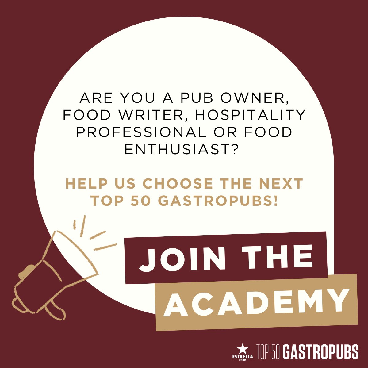 We are looking for new academy members to help us choose the next Top 50 Gastropubs. Drop us a comment if this could be you