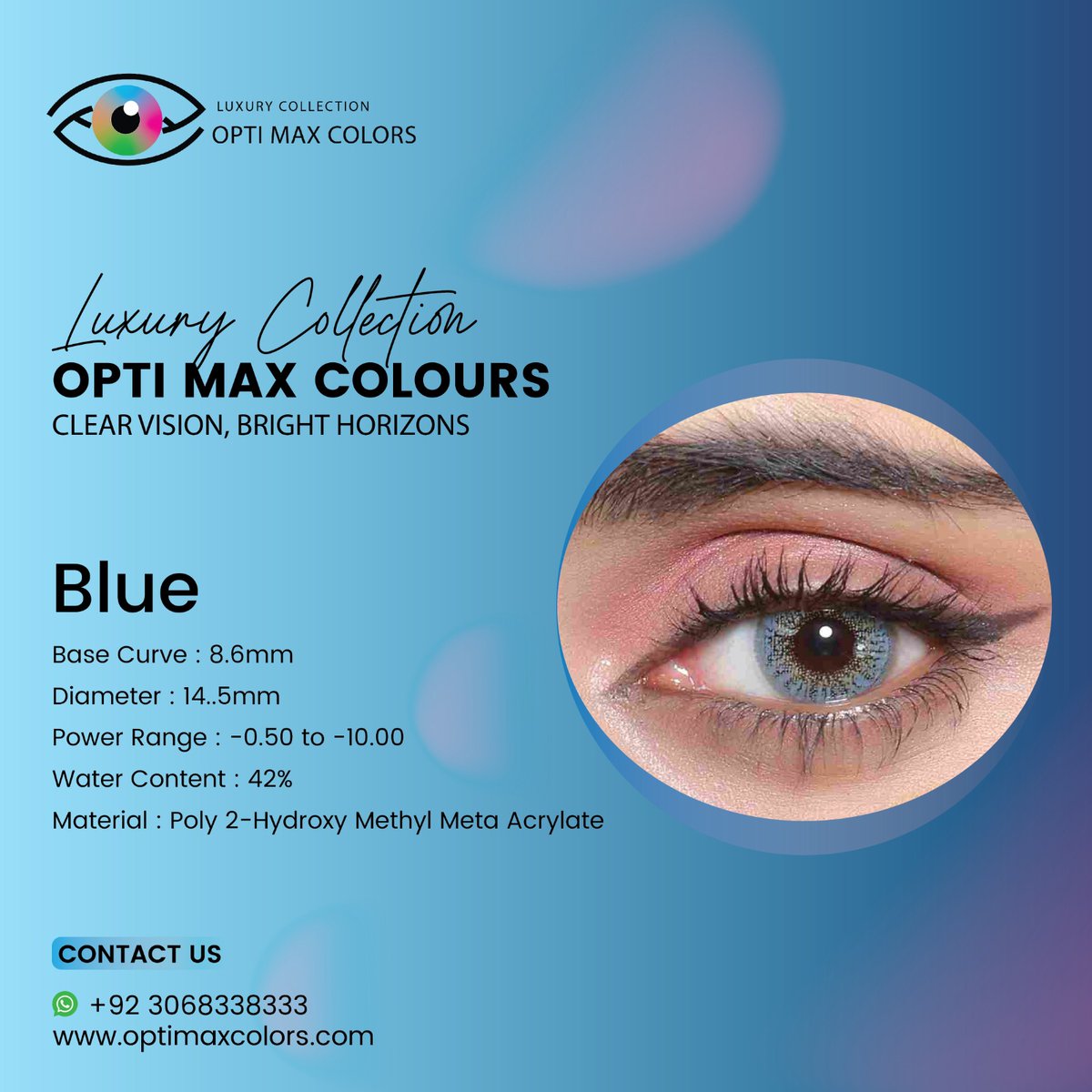 Optimaxcolors's tweet photo. The Opti Max Colors range of contact lenses will enhance your look and improve the natural color of your eyes. Discover our exclusive range of vibrant eye lenses at Opti Max Colors.

#Optimaxcolors #Bluelens #Contactlens #Lens #eyewear #eyelens https://t.co/WJTyJbiiU1