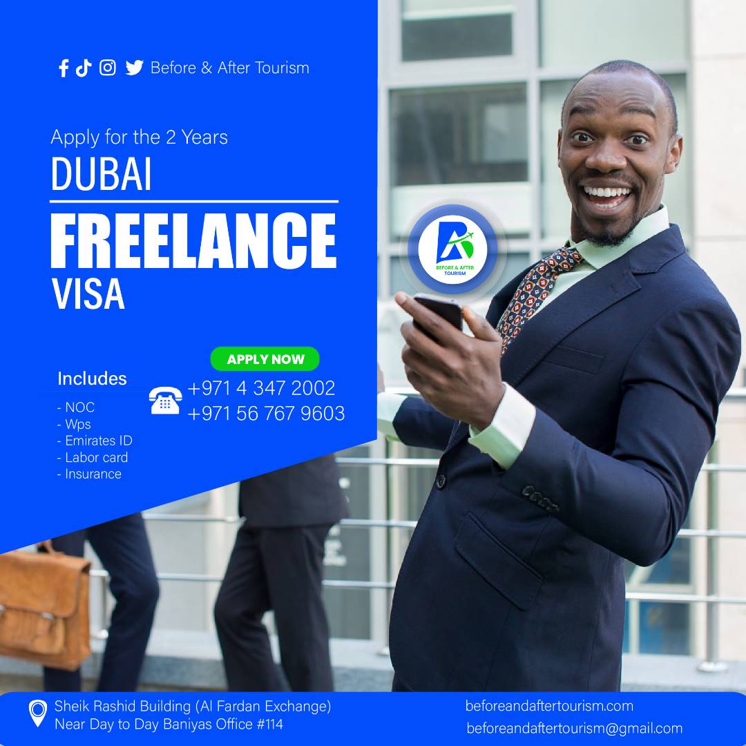 B4andaftertours's tweet photo. Great opportunities await you with the 2 years Freelance Dubai visa.
Apply with us @B4andaftertours

For more information:
Call; +971 52 724 8662
WhatsApp; +971 56 767 9603 

#beforeandaftertourism #dubaivisa #airtickets #dummytickets https://t.co/QWxuegf0GR