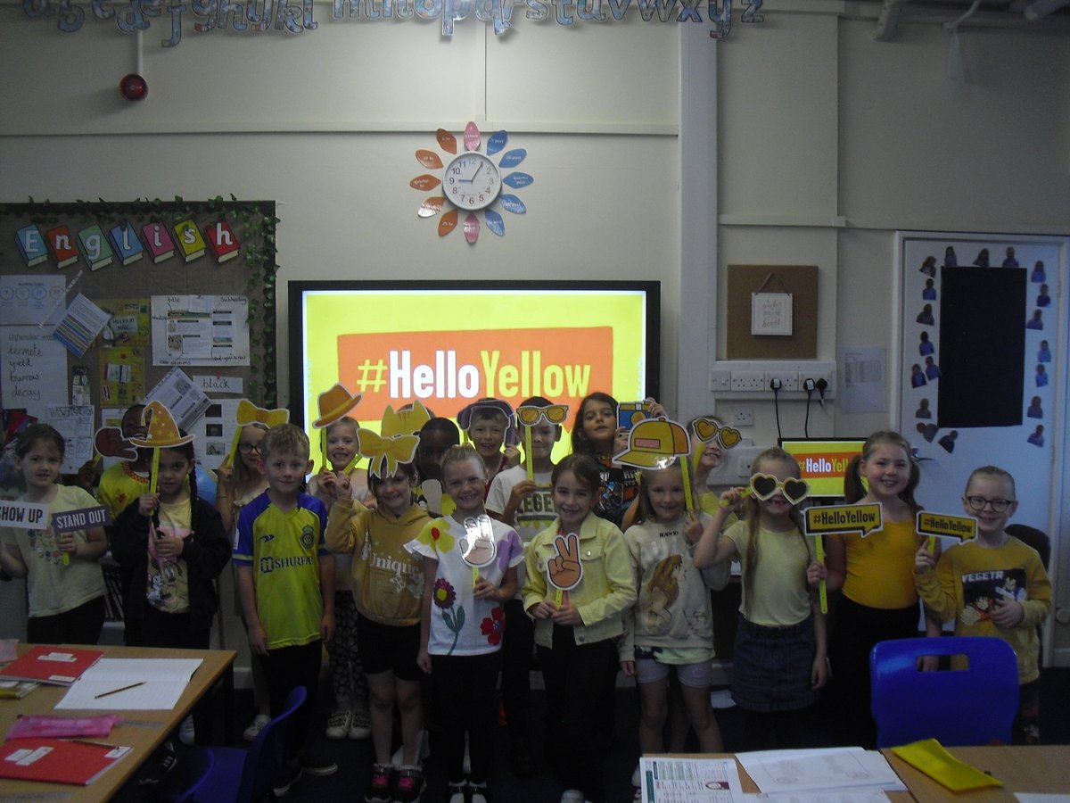 Squirrels are ready for #HelloYellow day today. We will be looking at how the charity <a href="/YoungMindsUK/">YoungMinds</a>
help young people with mental health issues. We have lots of activities planned throughout our day and the children brought a donation in to go to the charity. 💛 <a href="/StChadsAT/">StChadsAcademiesTrust</a>