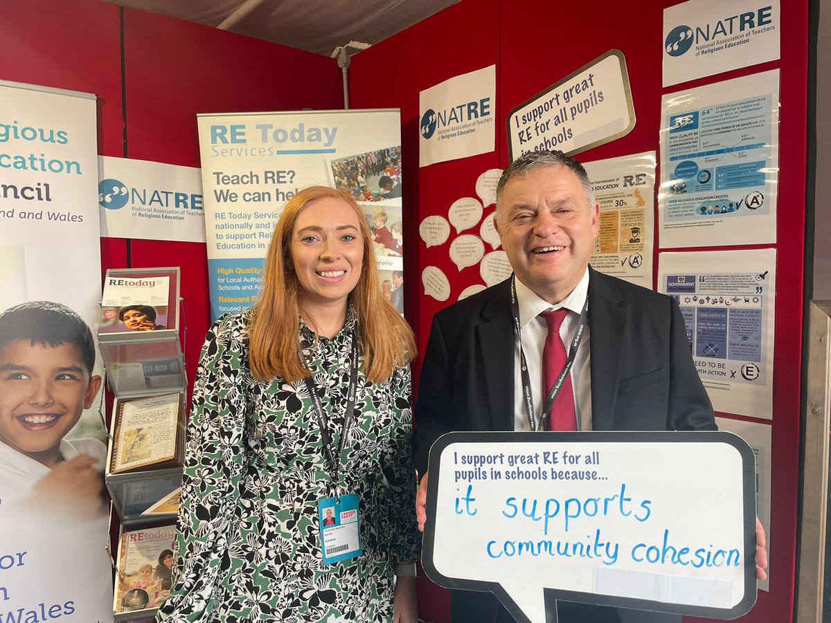 Excellent to see @MikeAmesburyMP stopping by our stand on day 3 of #LabConf23! He spoke with @CNewmanTeach about the need to strengthen RE provision as it plays a vitally important role in the school curriculum. @NATREupdate @RE_Today @RECouncil