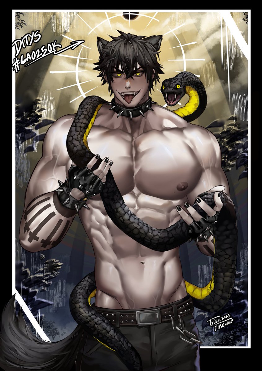 "...Is this necessary?"
"A punk is incomplete without his wolf ears and tail!" -Alex

<a href="/laovaan/">Laovaan</a>'s OC Darius, he looks so handsome everytime🔥✨ 

#lao250k #ditys