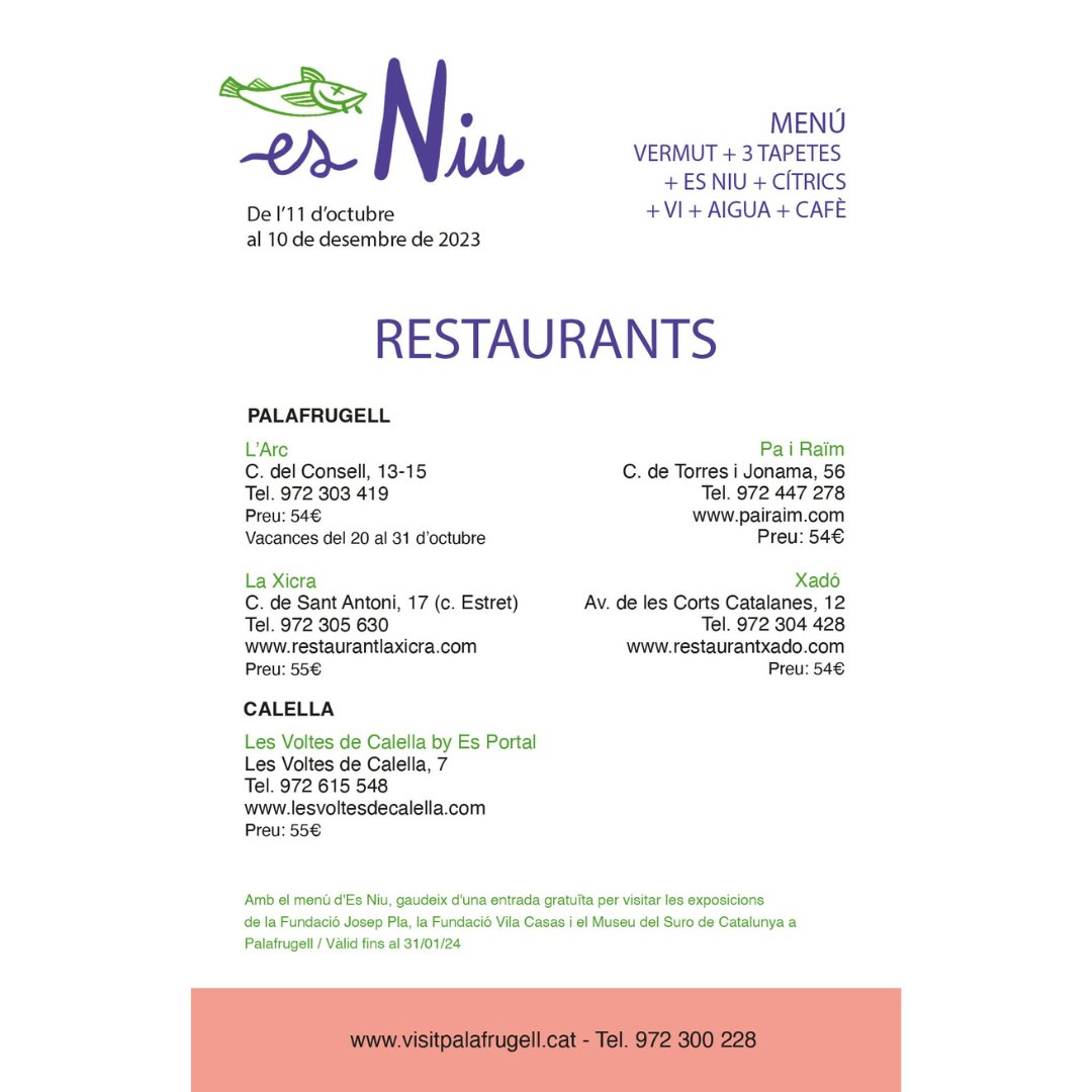 ajpalafrugell's tweet photo. 📢 De l'11 d'octubre al 10 de desembre torna la campanya gastronòmica més exquisita...
👩🍳👨🍳 Torna #EsNiu a #Palafrugell, on podreu degustar, en un dels 5 restaurants participants, un dels plats més antics i tradicionals del món taper
#IPEP@ipeppalafrugell https://t.co/AbfrXMKLbm