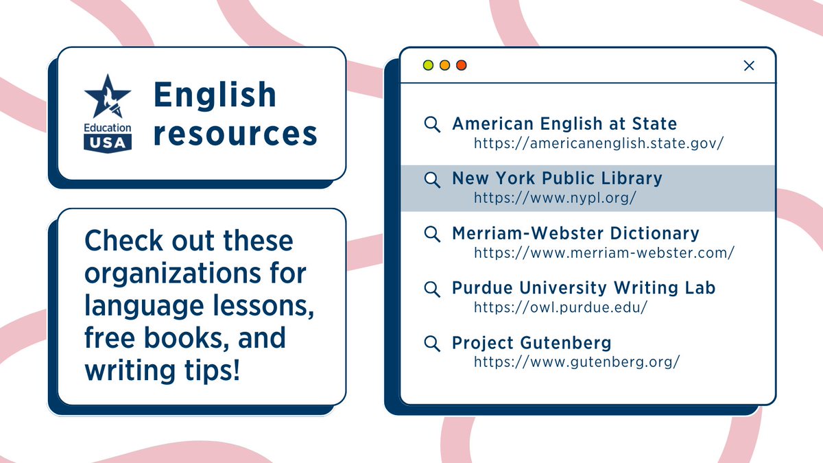 🤯 #DYK there are more than one billion English speakers around the world? If you’re looking to expand your language skills, we have resources! Check out these organizations for language lessons, free books, and writing tips ⬇️