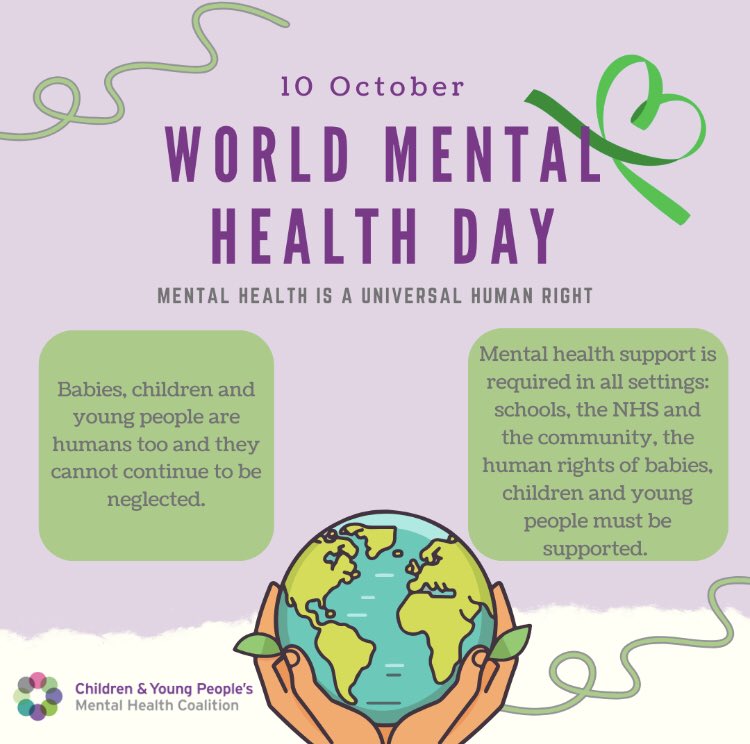 Today is #WorldMentalHealthDay, and today’s theme is Mental health as a Universal Human Right. We must remember that this right includes babies, children, and young people- they cannot continue to be neglected.