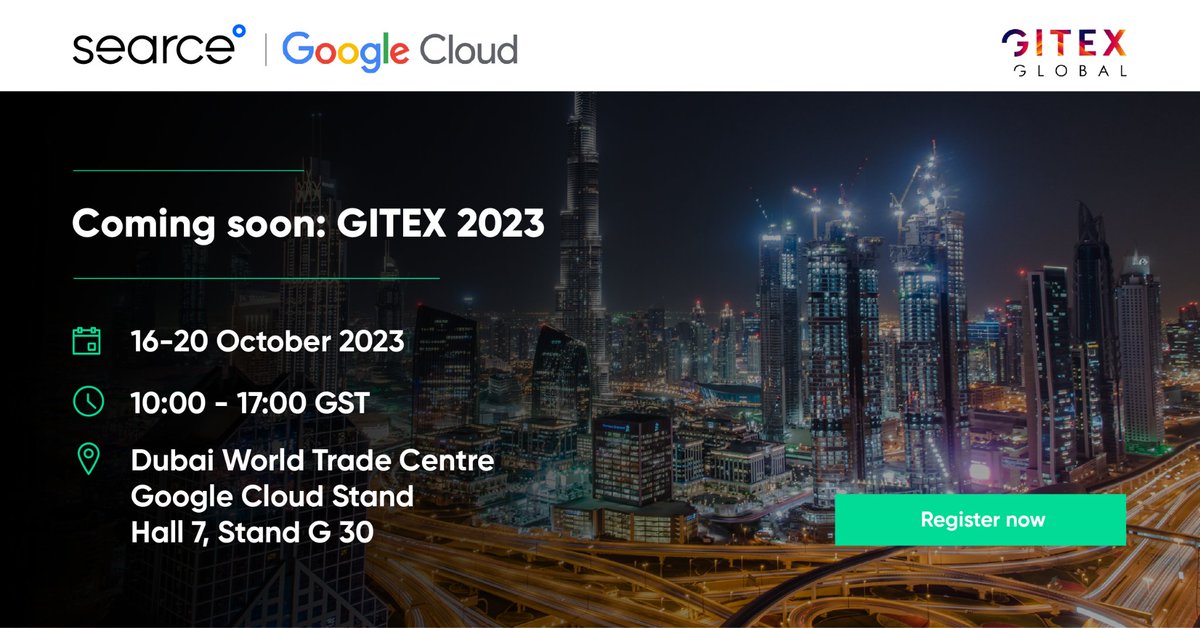 searce's tweet photo. Searce is bringing the ‘art of possible’ to #Gitex2023 where we will showcase live demos that shed light on the future of location intelligence, data and Gen AI. 

Check out the full schedule here: https://t.co/BLzIx8gokB 

Join us and be a part of Gitex 2023! https://t.co/VFovSCLcFB