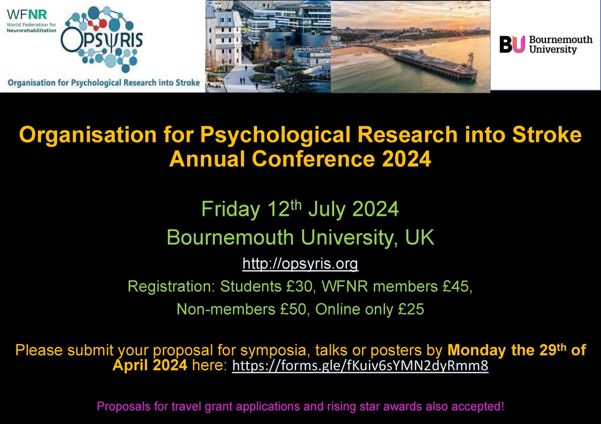 We are excited to announce that the keynote speaker next year is <a href="/jonathanjevans/">Jon Evans</a> Professor of Applied Neuropsychology &amp; current president of <a href="/INSneuro/">INS</a>!

Submit your proposal for symposia, talks, posters: forms.gle/MyLFUuyCEdPKPc… 

We hope to see you at Bournemouth University!